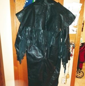 Long leather trench coat